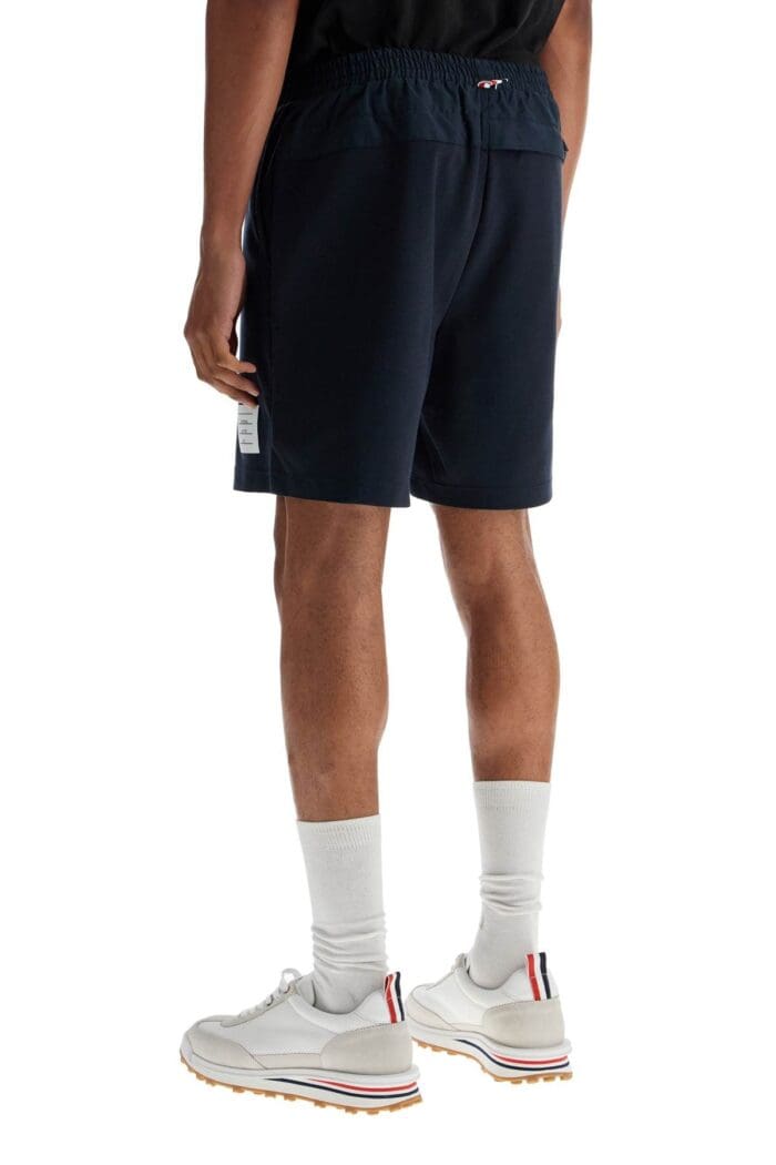 THOM BROWNE Navy Combo Mid Thigh Ripstop And Wool Shorts