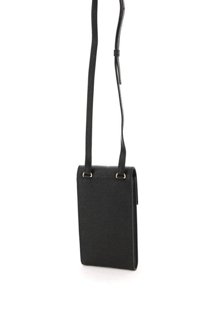 THOM BROWNE Pebble Grain Leather Phone Holder With Strap