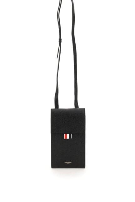THOM BROWNE Pebble Grain Leather Phone Holder With Strap