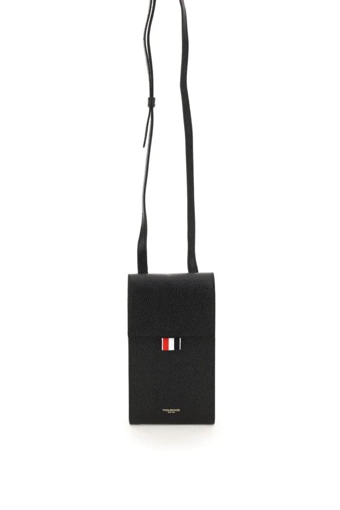 THOM BROWNE Pebble Grain Leather Phone Holder With Strap