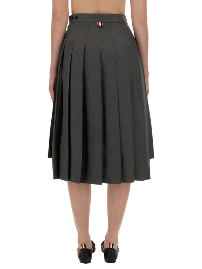 THOM BROWNE PLEATED MIDI SKIRT