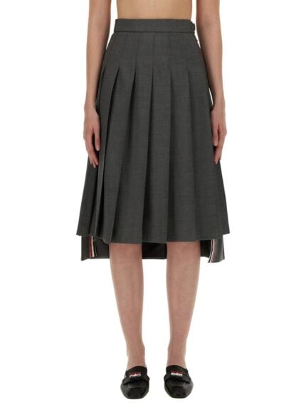 THOM BROWNE PLEATED MIDI SKIRT