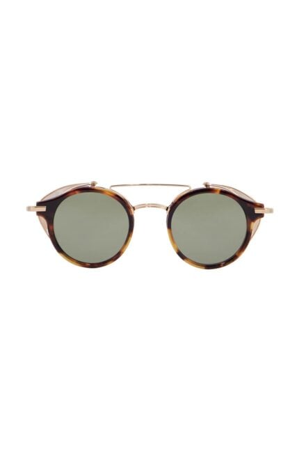 THOM BROWNE Round Sunglasses Titanium Acetate Tortoiseshell Green Lenses