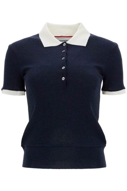 THOM BROWNE Short-sleeved Wool Polo Shirt