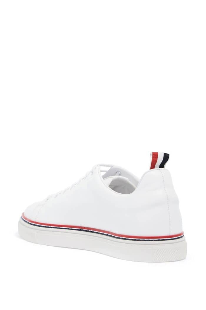 THOM BROWNE Smooth Leather Sneakers With Tricolor Detail.