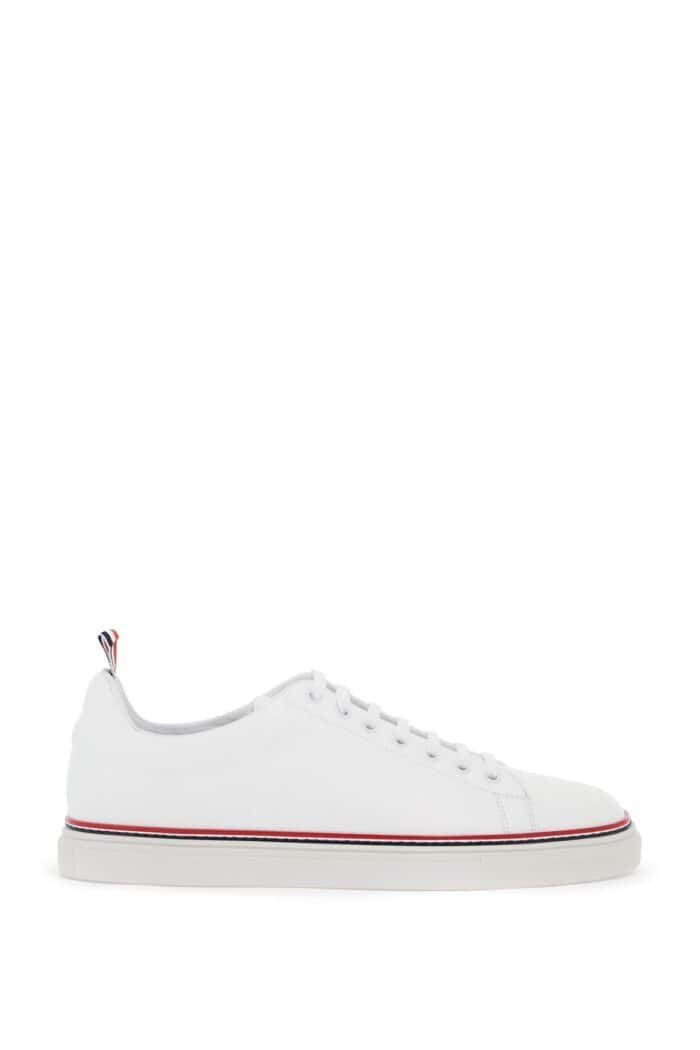 THOM BROWNE Smooth Leather Sneakers With Tricolor Detail.