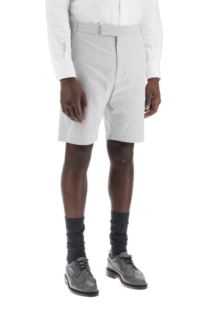 THOM BROWNE Striped Cotton Bermuda Shorts For Men