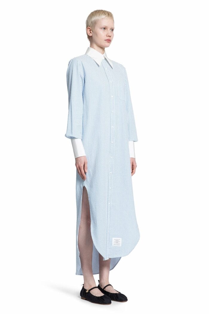 THOM BROWNE Striped Cotton Shirt Dress