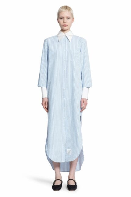 THOM BROWNE Striped Cotton Shirt Dress