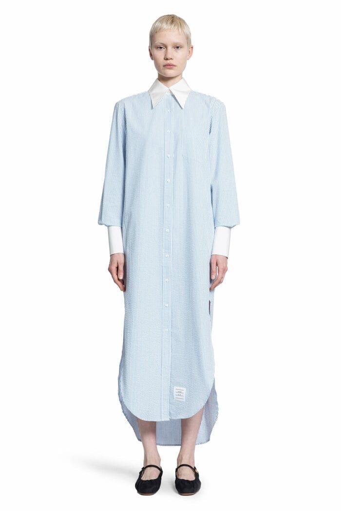 THOM BROWNE Striped Cotton Shirt Dress