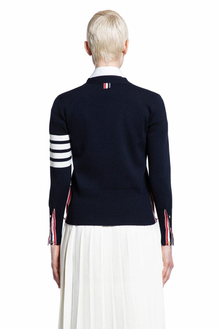 THOM BROWNE Wool 4-bar V-neck Cardigan