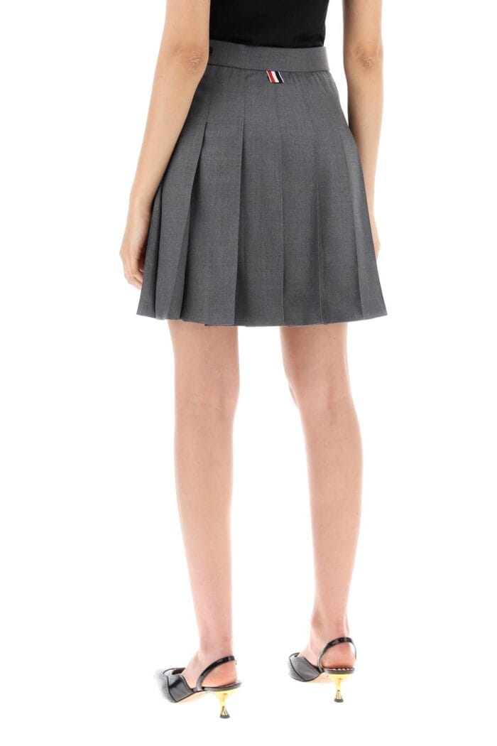 THOM BROWNE Wool Pleated Mini Skirt