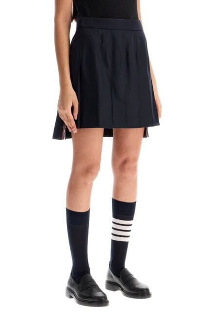 THOM BROWNE Wool Pleated Mini Skirt