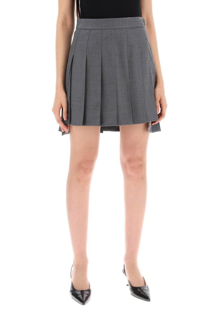 THOM BROWNE Wool Pleated Mini Skirt