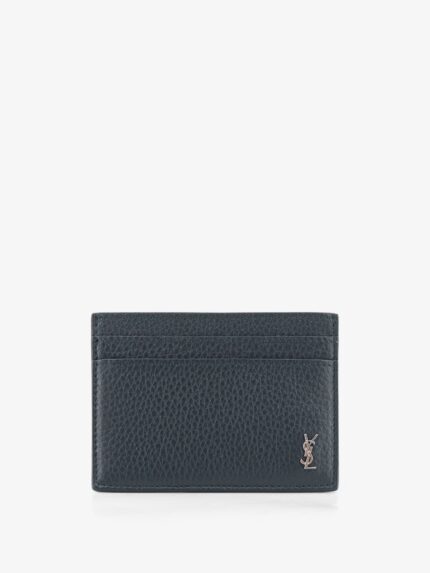 Saint Laurent Tiny Cassandre Textured Leather Card Holder