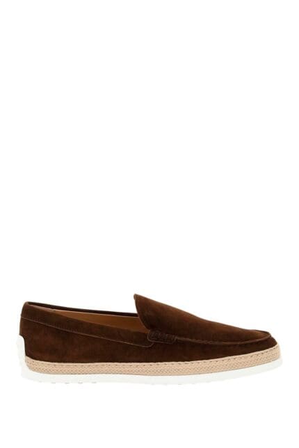 Tod's Suede Slip-on With Rafia Insert