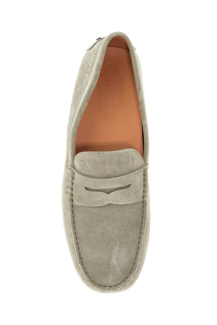 TOD'S Beige Suede Driving Moccasin For Men With Rubber Sole