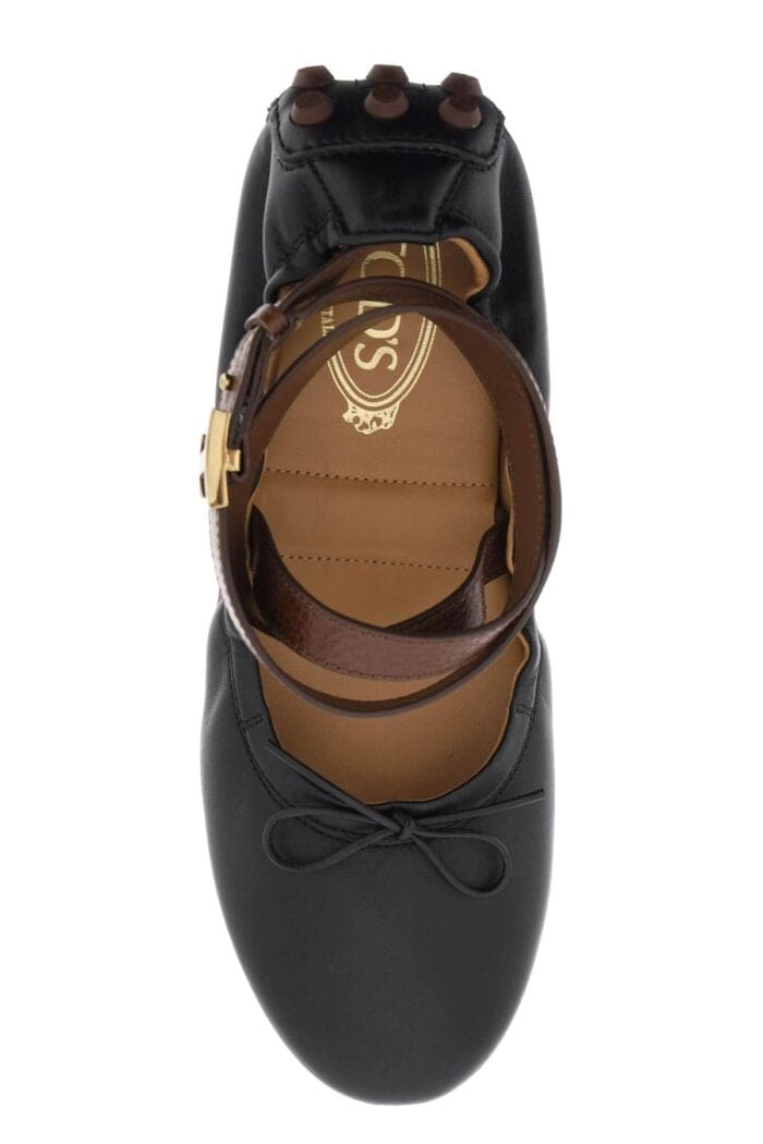 Tod's Bubble Leather Ballet Flats Shoes With Strap