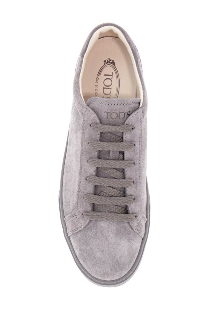 TOD'S Lace-up Shoes In Suede Mouse Grey With Rubber Sole