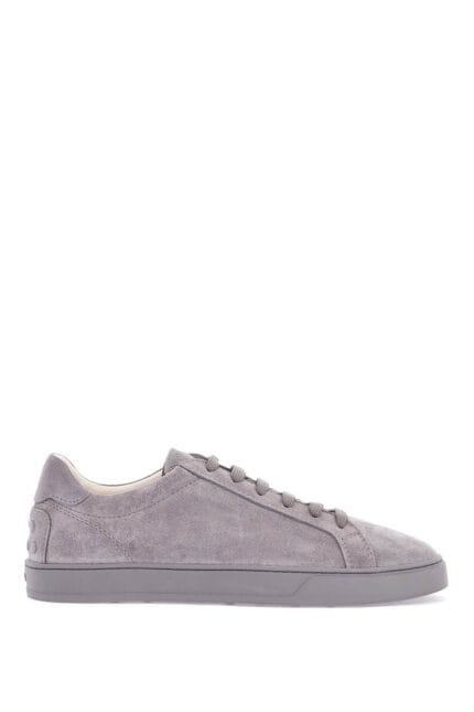 TOD'S Lace-up Shoes In Suede Mouse Grey With Rubber Sole