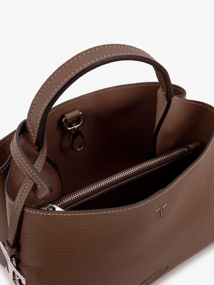 TOD'S Leather Crossbody Bag With Metal T-Timeless Logo