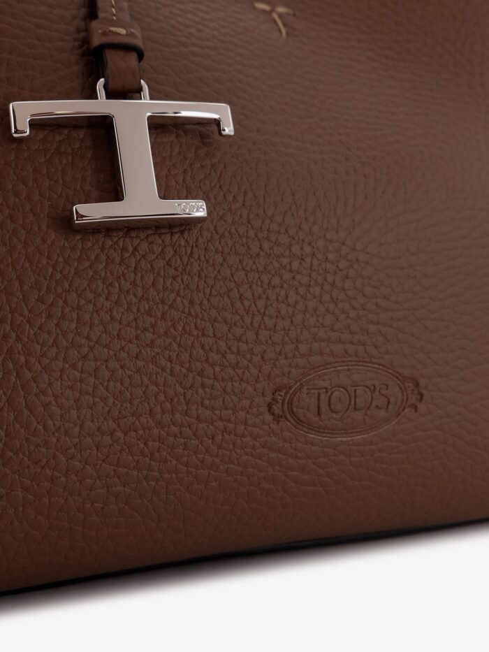 TOD'S Leather Crossbody Bag With Metal T-Timeless Logo