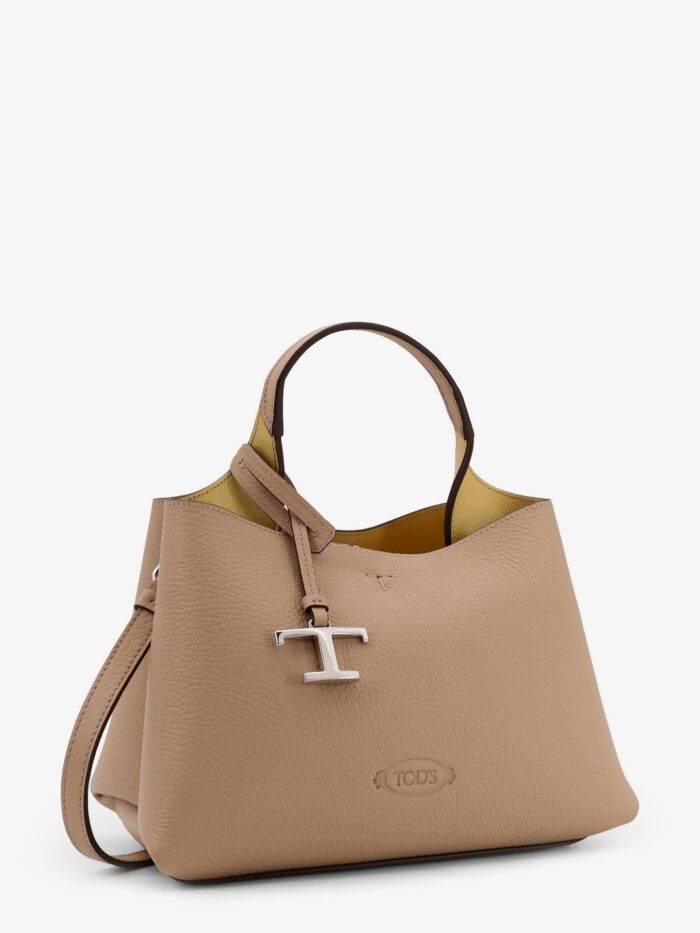 TOD'S Leather Shoulder Bag With Metal T-Timeless Logo