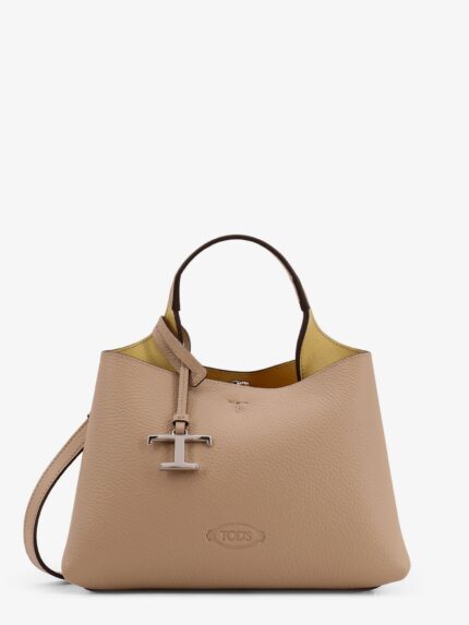 TOD'S Leather Shoulder Bag With Metal T-Timeless Logo