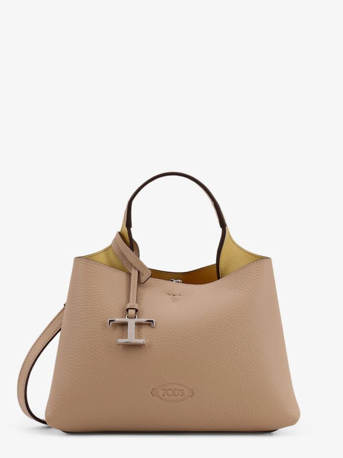 TOD'S Leather Shoulder Bag With Metal T-Timeless Logo