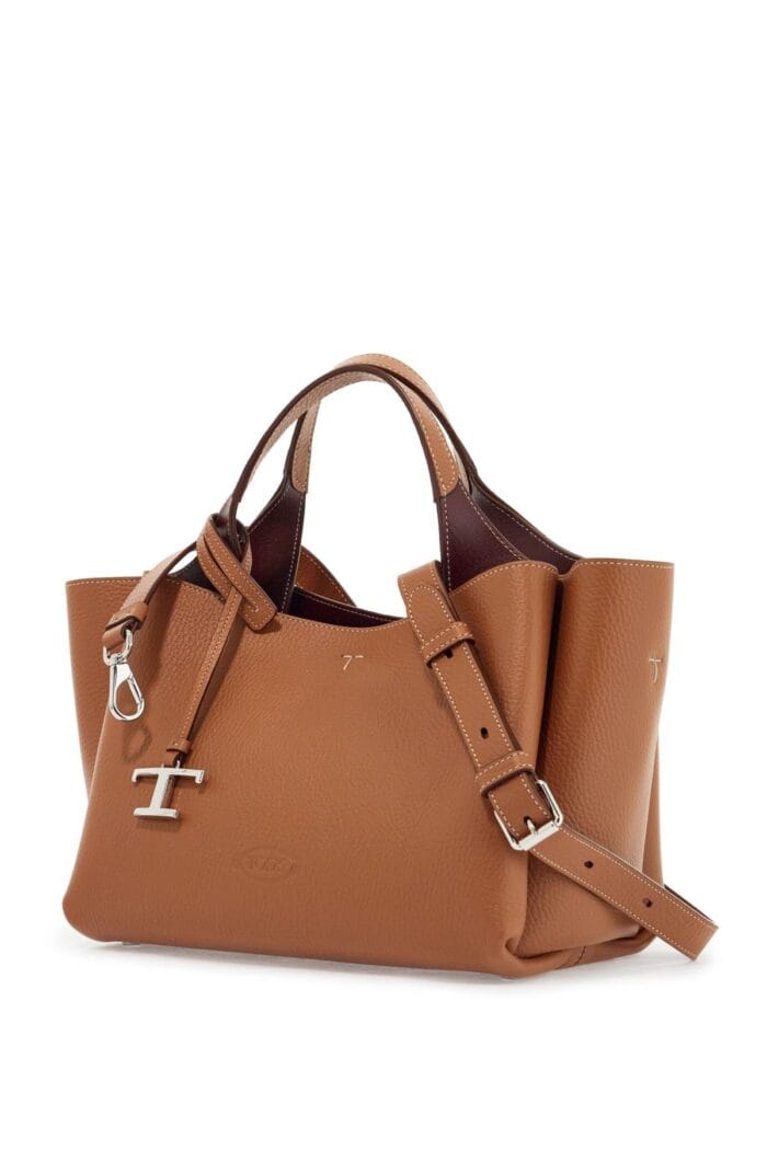 TOD'S Light Brown Calfskin Mini Handbag With 2 Handles And Shoulder Strap