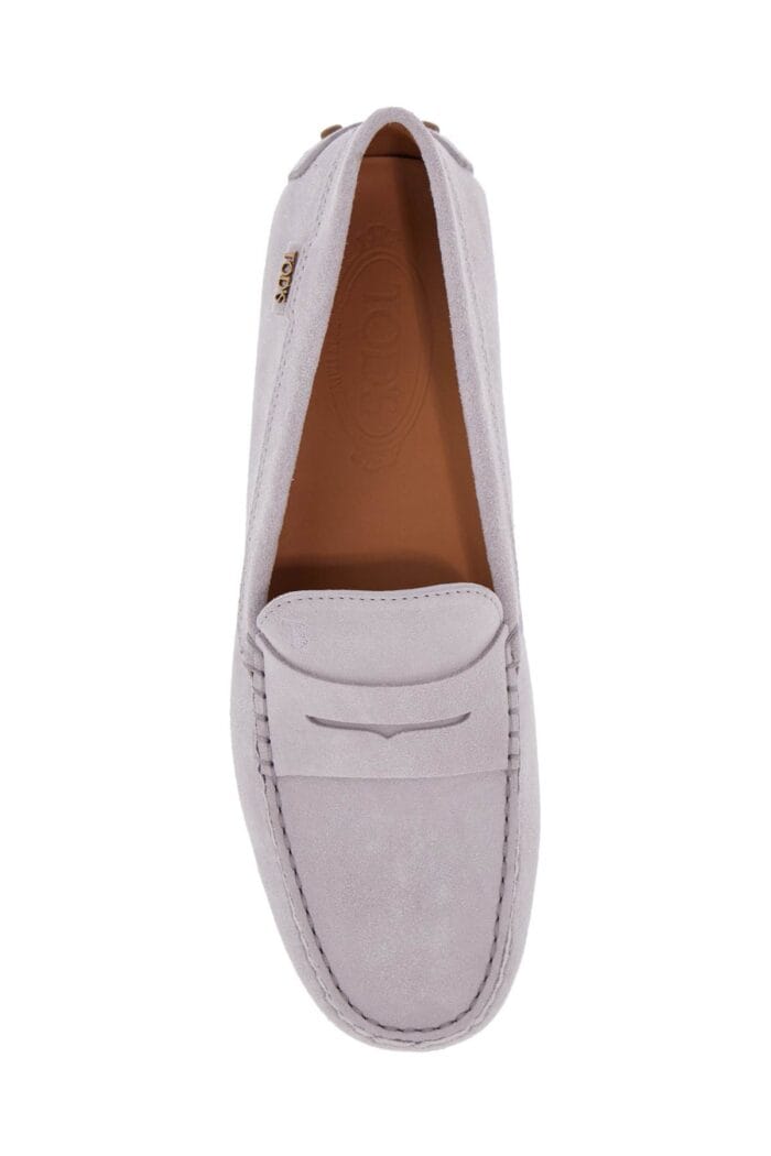 TOD'S Light Grey Suede Leather Driving Moccasin