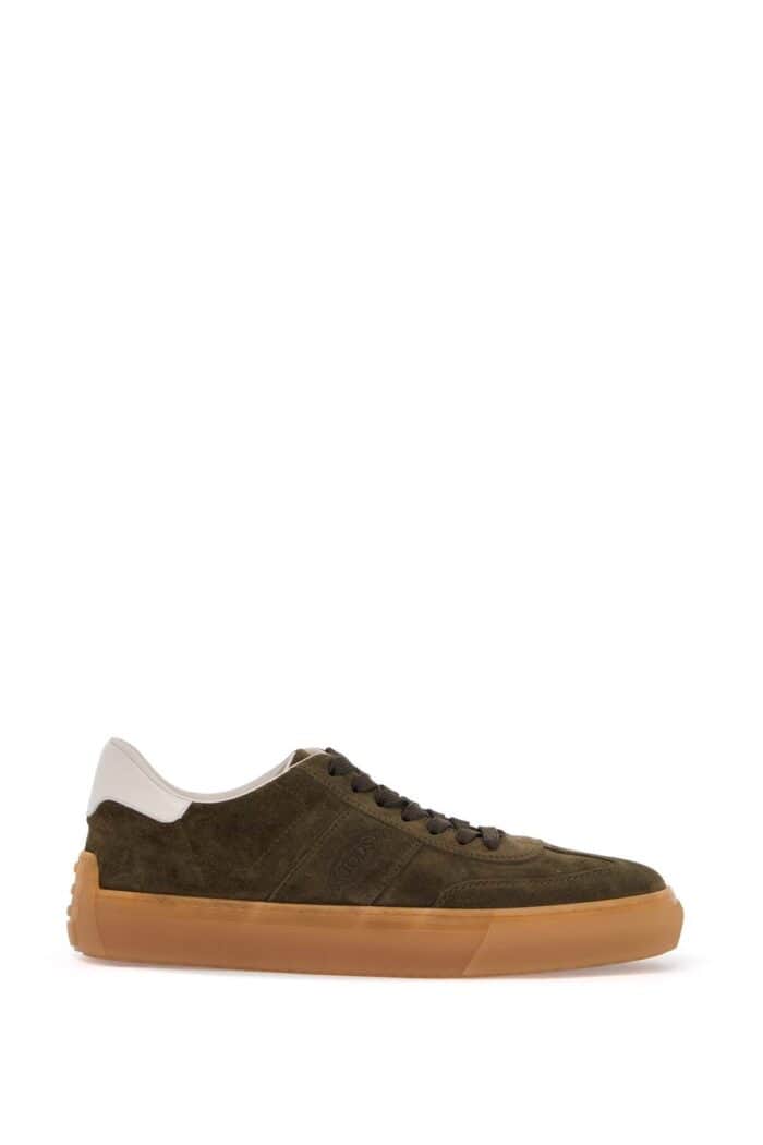 TOD'S Olive Green Suede Lace-up Shoes With Non-slip Sole