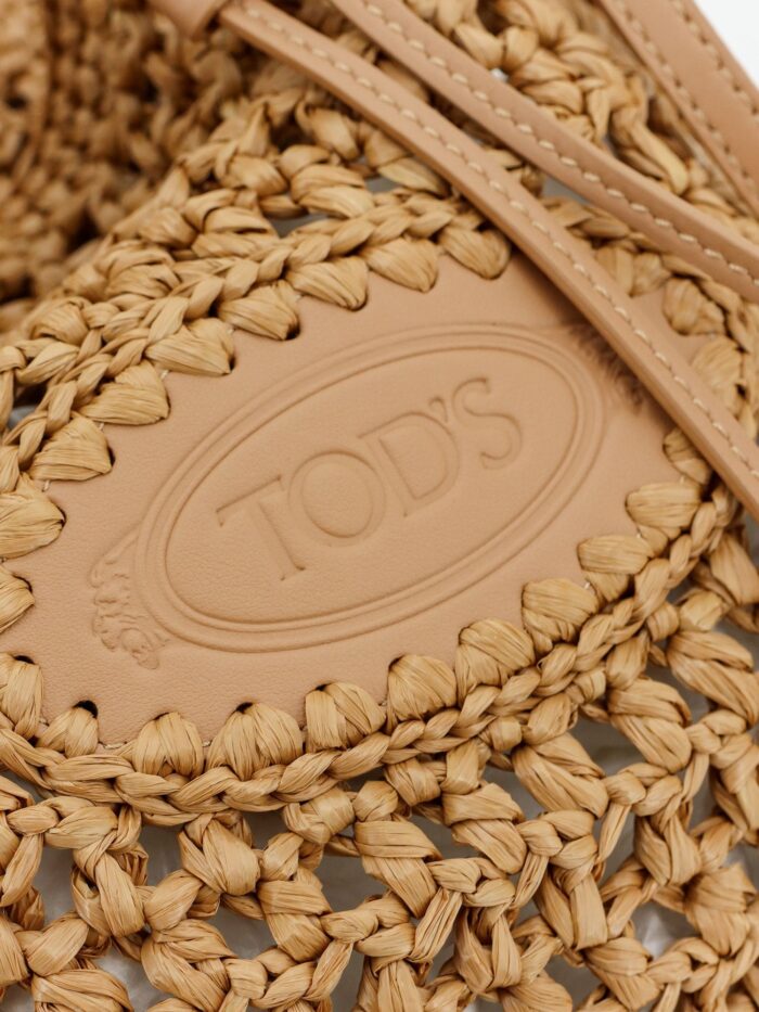 TOD'S Raffia Bucket Bag With Crochet Motif