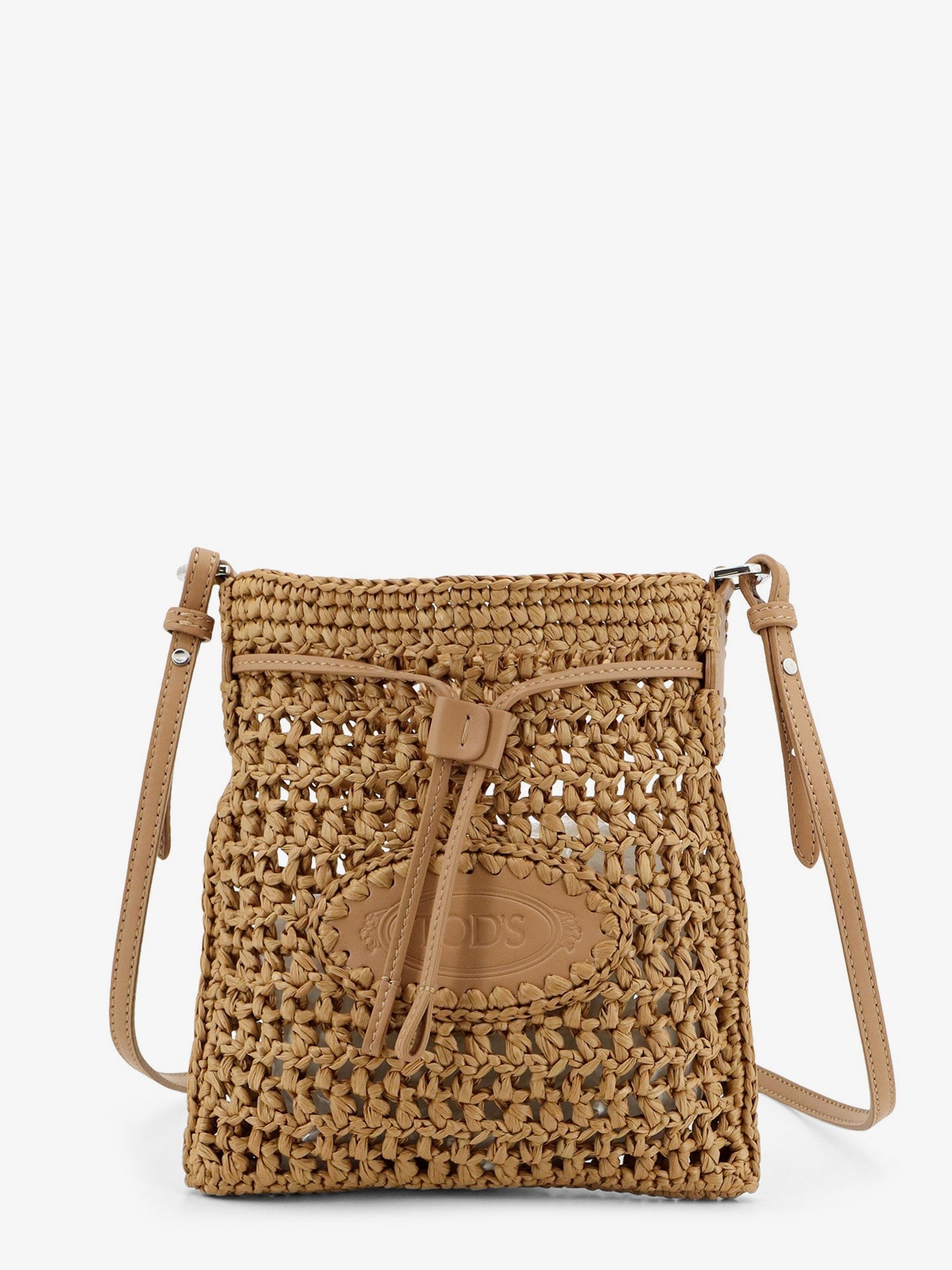 TOD'S Raffia Bucket Bag With Crochet Motif