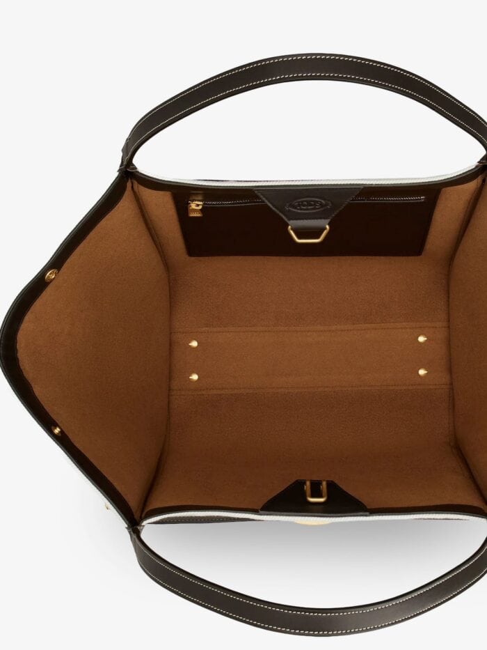TOD'S Tim Canvas And Leather Medium Shopping Bag