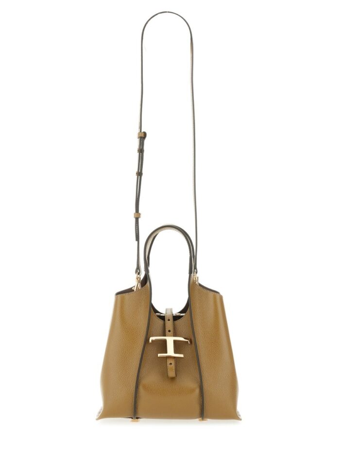 TOD'S TIMELESS LEATHER MINI T SHOPPING BAG