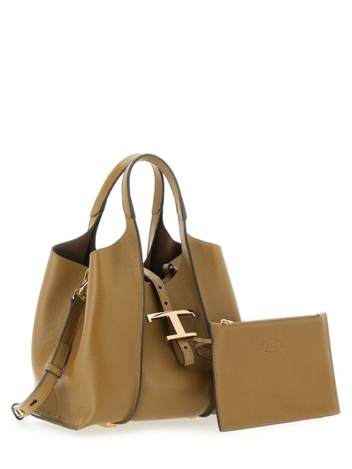 TOD'S TIMELESS LEATHER MINI T SHOPPING BAG