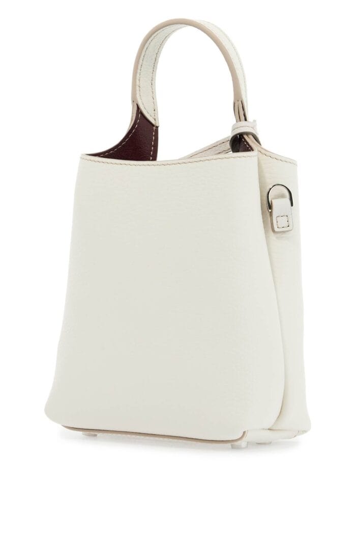 TOD'S White Calf Leather Crossbody Bag With Burgundy Details