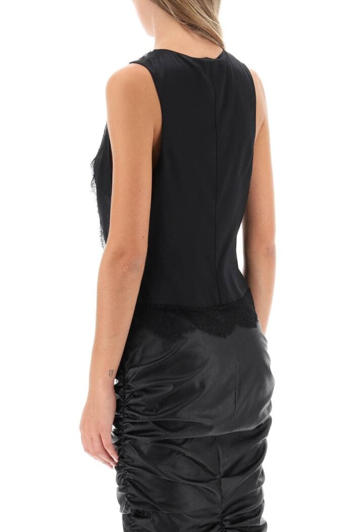 Tom Ford Satin Tank Top With Chantilly Lace