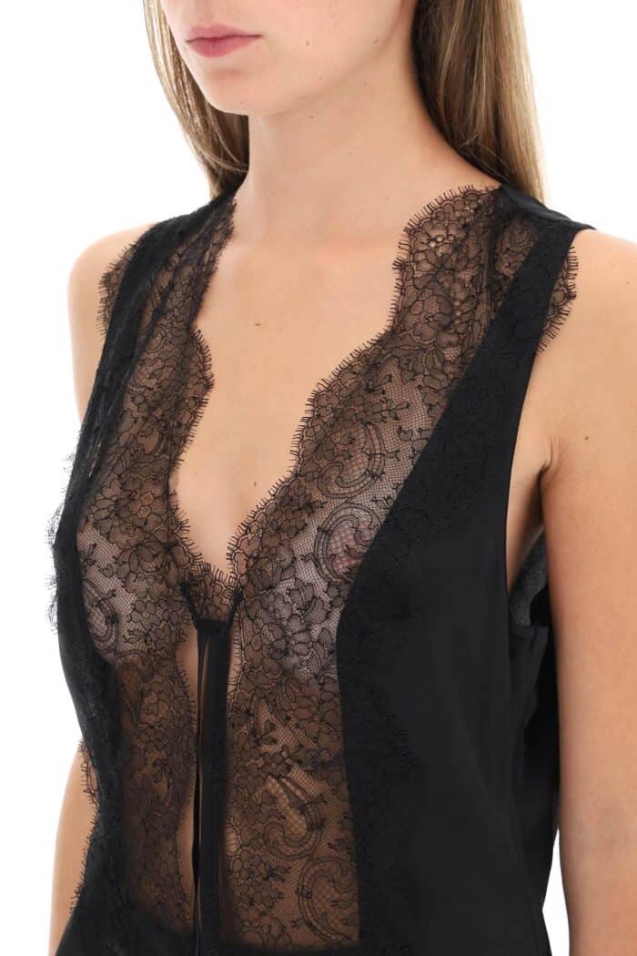 Tom Ford Satin Tank Top With Chantilly Lace