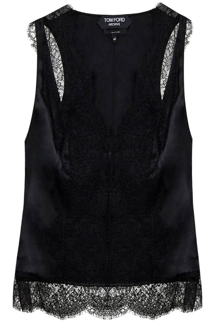 Tom Ford Satin Tank Top With Chantilly Lace