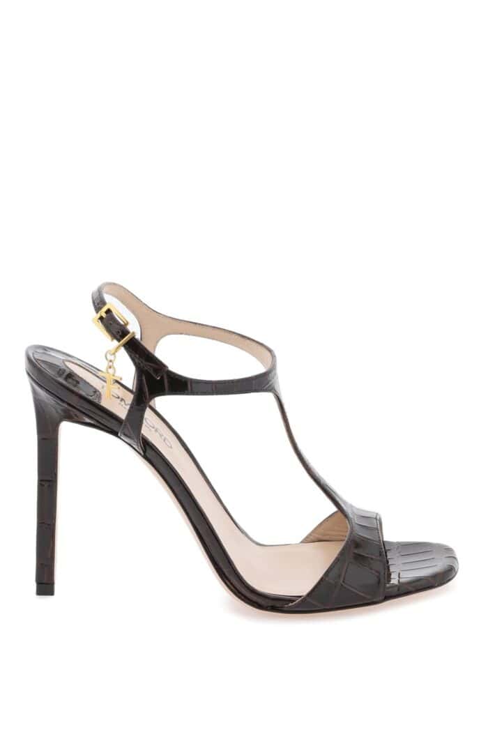 TOM FORD Angelina Sandals In Croco-embossed Glossy Leather