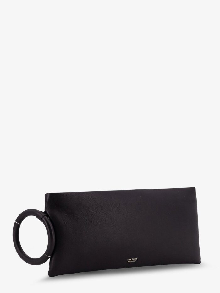TOM FORD Aura Leather Clutch Bag With Lettering Logo On The Front