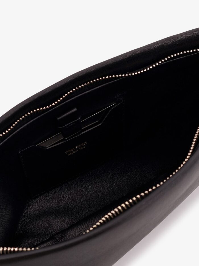 TOM FORD Aura Leather Clutch Bag With Lettering Logo On The Front