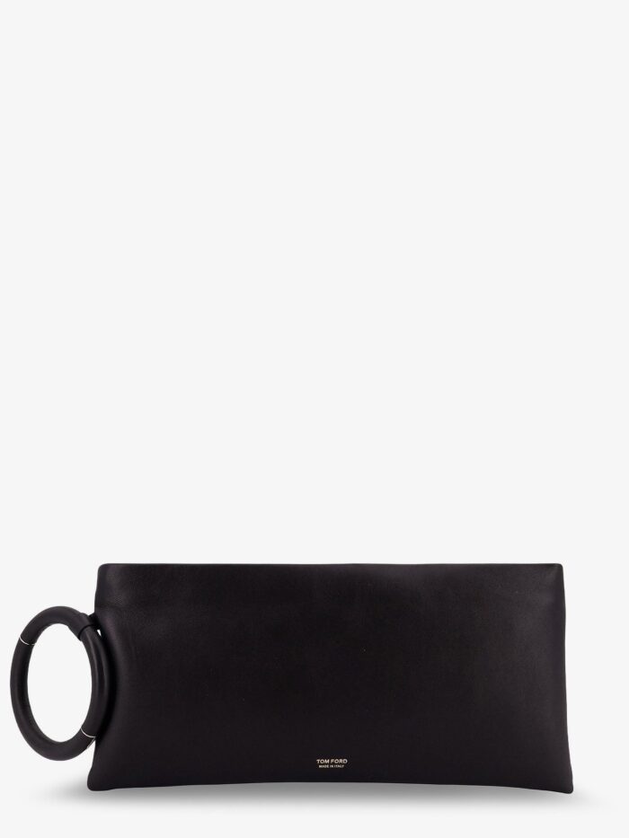 TOM FORD Aura Leather Clutch Bag With Lettering Logo On The Front