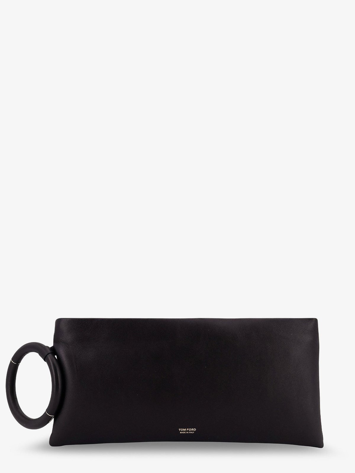 TOM FORD Aura Leather Clutch Bag With Lettering Logo On The Front