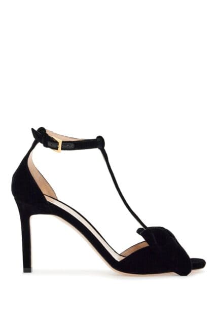 TOM FORD Black Medium Heeled Viscose Sandals With Golden Buckle