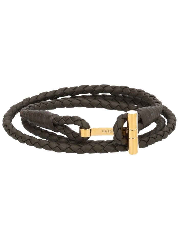 TOM FORD BRAIDED LEATHER BRACELET