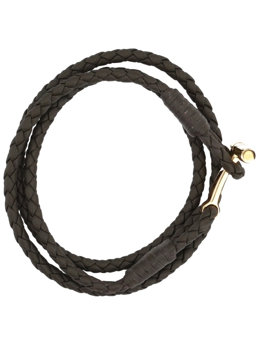 TOM FORD BRAIDED LEATHER BRACELET