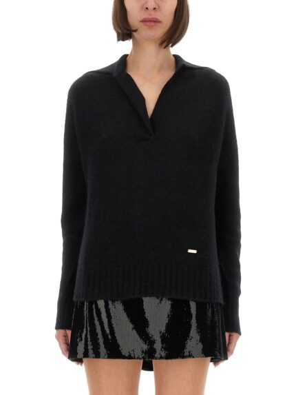 TOM FORD CASHMERE AND SILK LONG SLEEVE POLO SHIRT